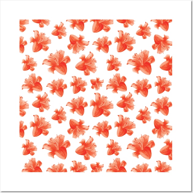 Red Lily Flowers Pattern Wall Art by VeraAlmeida